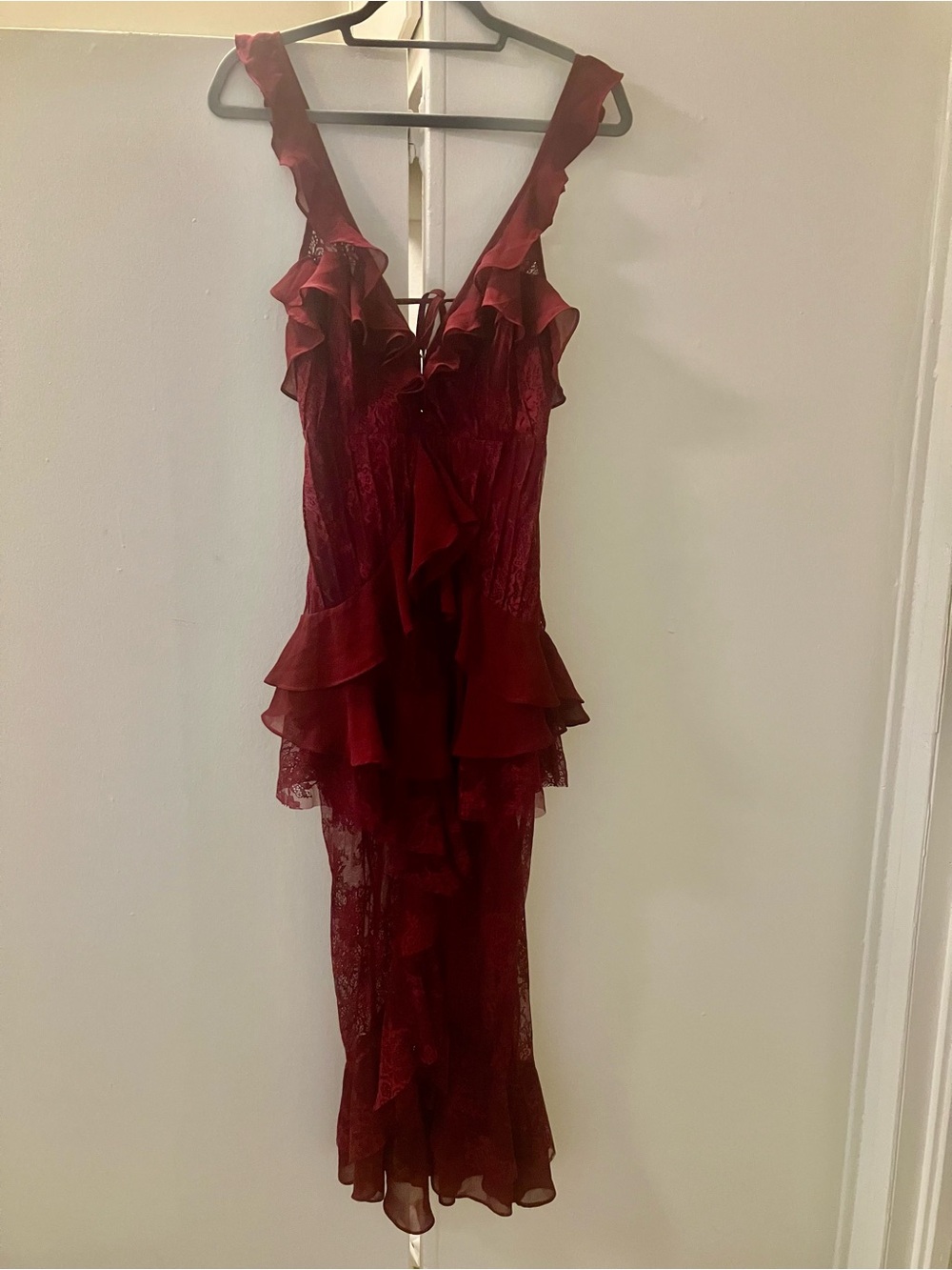 For Love & Lemons Bordeaux Daphne Lace Midi Dress Sz S. - Picture 2 of 9